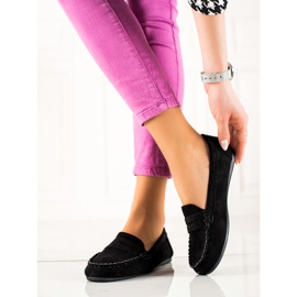 TRENDI Mocasines de ante clásico negro 3