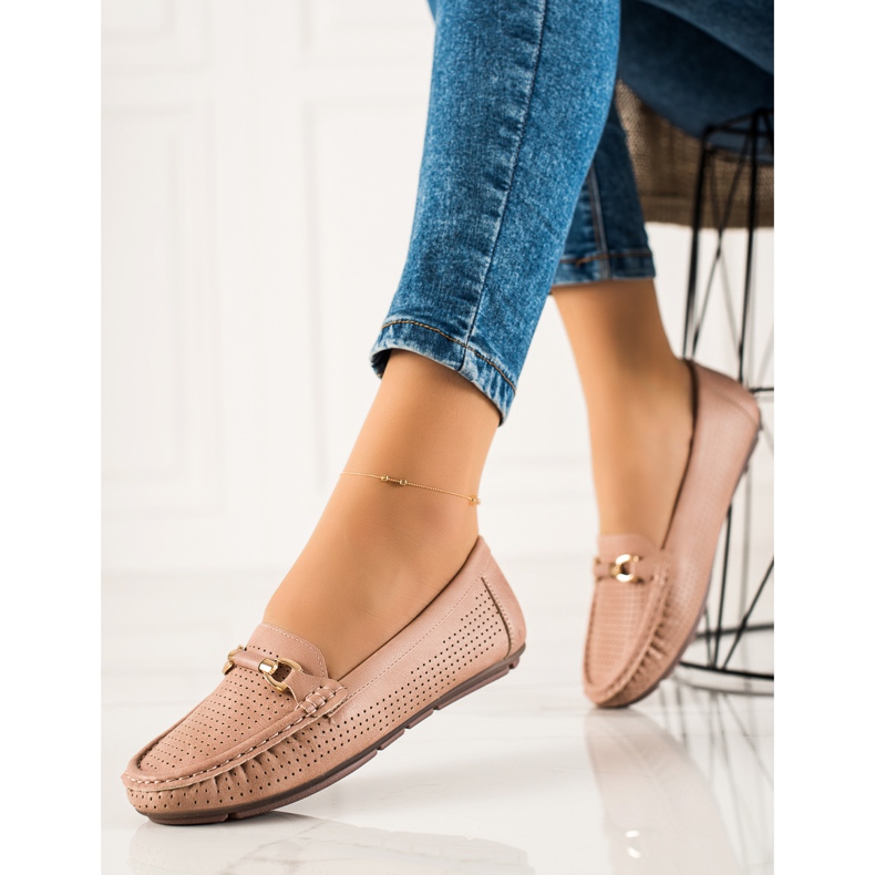 Primavera Mocasín calado con adorno beige rosa 1