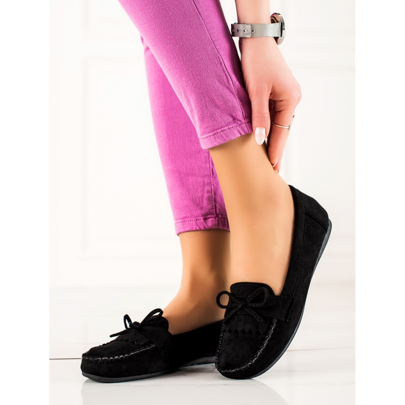 TRENDI Mocasines casuales de ante negro 1