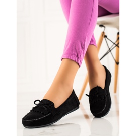 TRENDI Mocasines casuales de ante negro 2