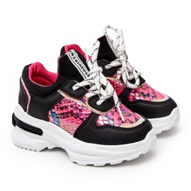 FR1 Deportivas negras de piel de serpiente Gabbie negro rosado 2
