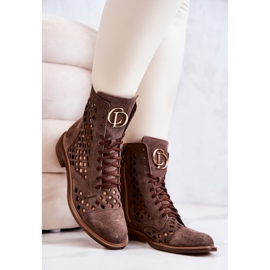 Bota piel calada Nicole Marrón 2695 4