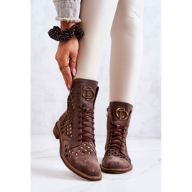 Bota piel calada Nicole Marrón 2695 2