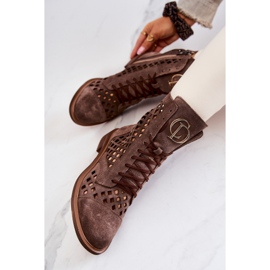 Bota piel calada Nicole Marrón 2695 7