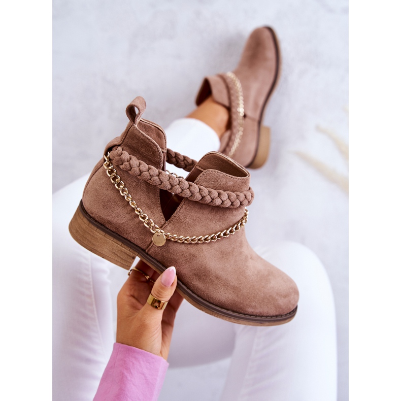 PS1 Botas Ante Con Cadena Marrón Talitha 1