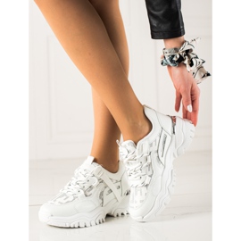 TRENDI Zapatillas de moda con purpurina blanco 2