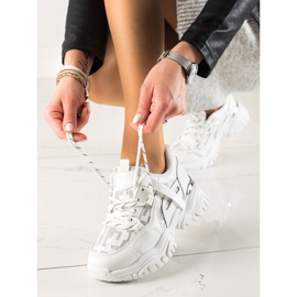 TRENDI Zapatillas de moda con purpurina blanco 1