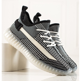 TRENDI Zapatillas de hombre cómodas blanco negro 1