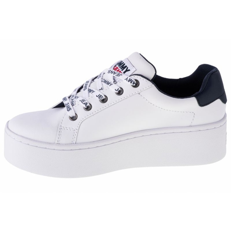 Zapatos de plataforma plana de cuero icónicos en EN0EN01113-YBR de Tommy Hilfiger blanco 1
