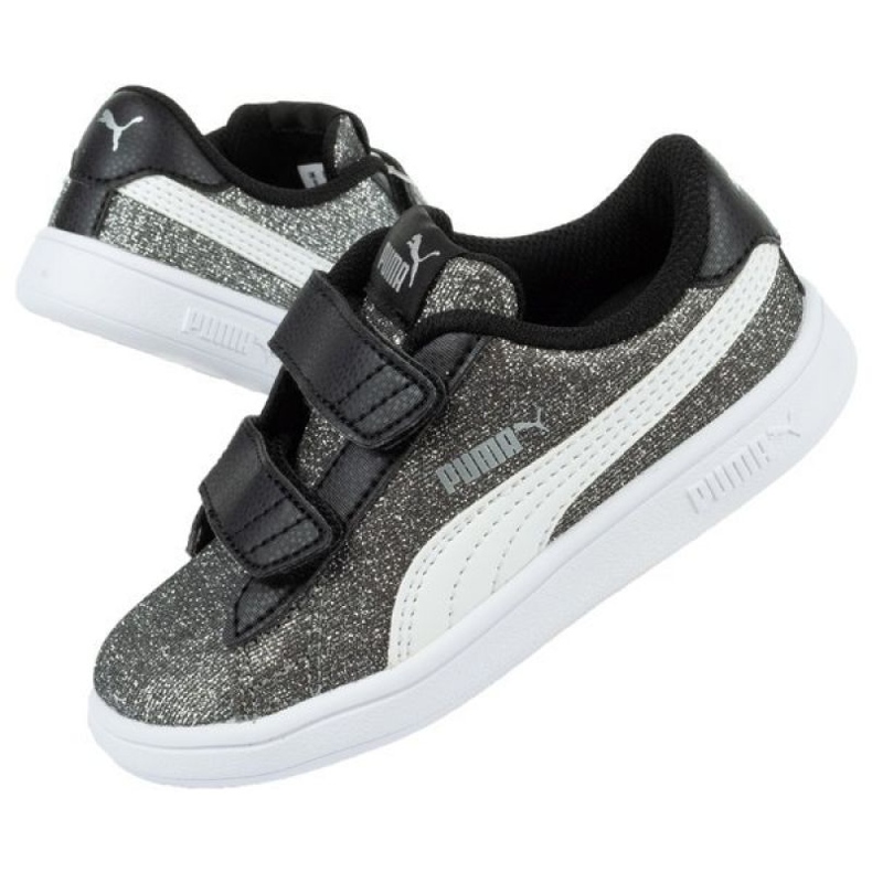 Puma Smash V2 Glitz Glam Jr 367380 04 negro plata 1 Puma Smash V2 Glitz Glam Jr 367380 04 negro plata 1