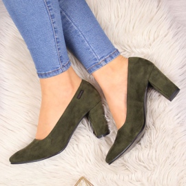 Zapatos de salón en el poste Monique W AN866J oliva caqui verde 5