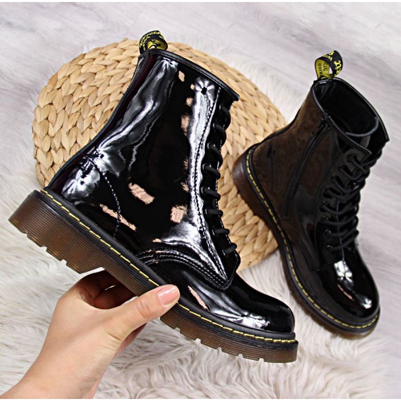 Botas de piel lacada Filippo W PAW78 con aislamiento negro 1