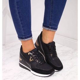 Zapatillas de cuña Potocki W WM747A negro dorado 3
