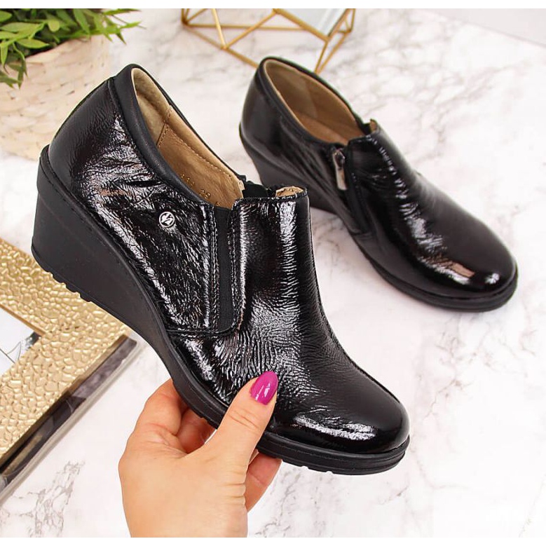 Zapatos piel lacada Helios W 389 negro 1