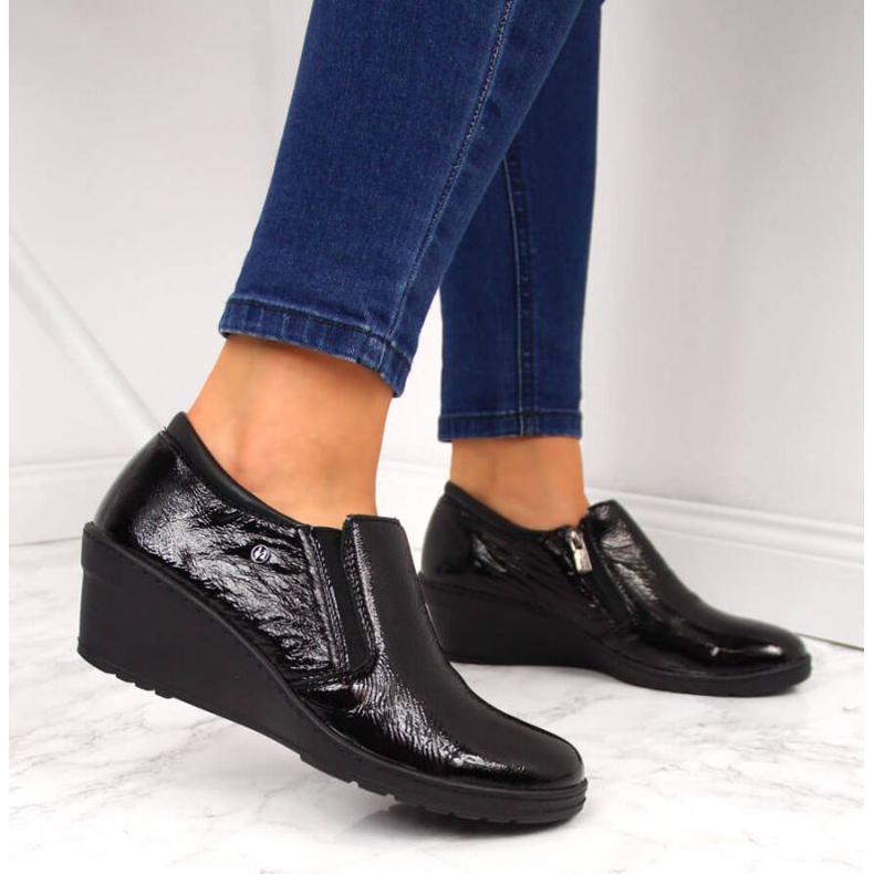 Zapatos piel lacada Helios W 389 negro 2