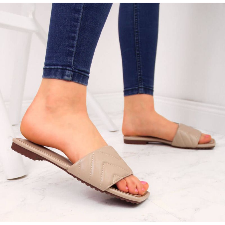 Pantuflas acolchadas S. Barski W OLI103B beige 2