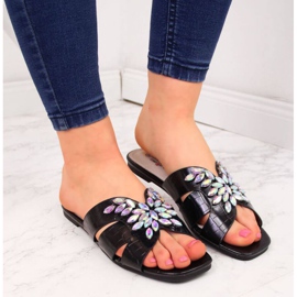 Zapatillas negras con piedras S. Bararski W OLI104 negro 3