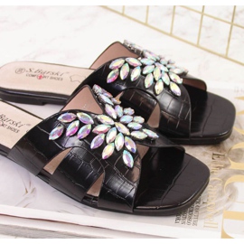 Zapatillas negras con piedras S. Bararski W OLI104 negro 4