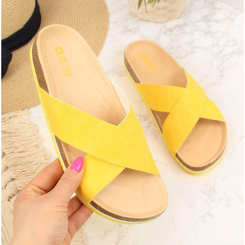 Zapatillas de piel Big Star W HH274596 amarillas amarillo 1