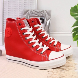 Zapatillas en la cuña Cross Jeans W II2R4026C rojo blanco 3
