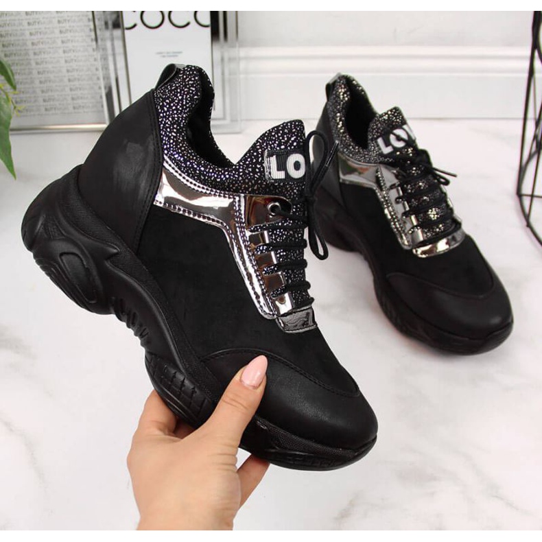 BM Zapatillas con cuña oculta Navy Dot W WOL9 negro 1