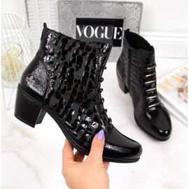 Botas de cuero en un bloque Rieker W Y2162-01 negro 1