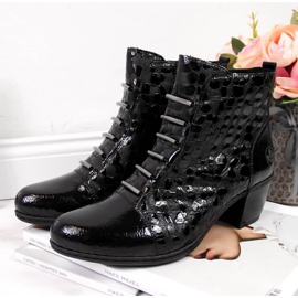 Botas de cuero en un bloque Rieker W Y2162-01 negro 3