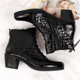 Botas de cuero en un bloque Rieker W Y2162-01 negro 5