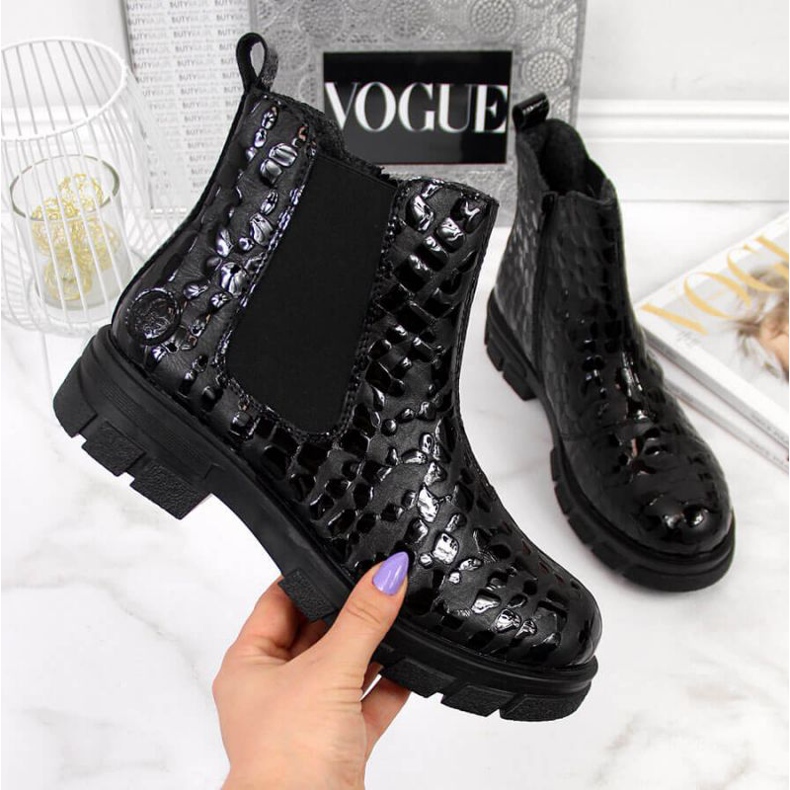 Botas de piel con aislamiento Rieker W Z9152-00 negro blanco 1