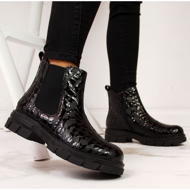 Botas de piel con aislamiento Rieker W Z9152-00 negro blanco 2