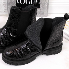 Botas de piel con aislamiento Rieker W Z9152-00 negro blanco 4