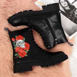 Botas de piel con estampado Goe W II2N4044 negro blanco rojo 5