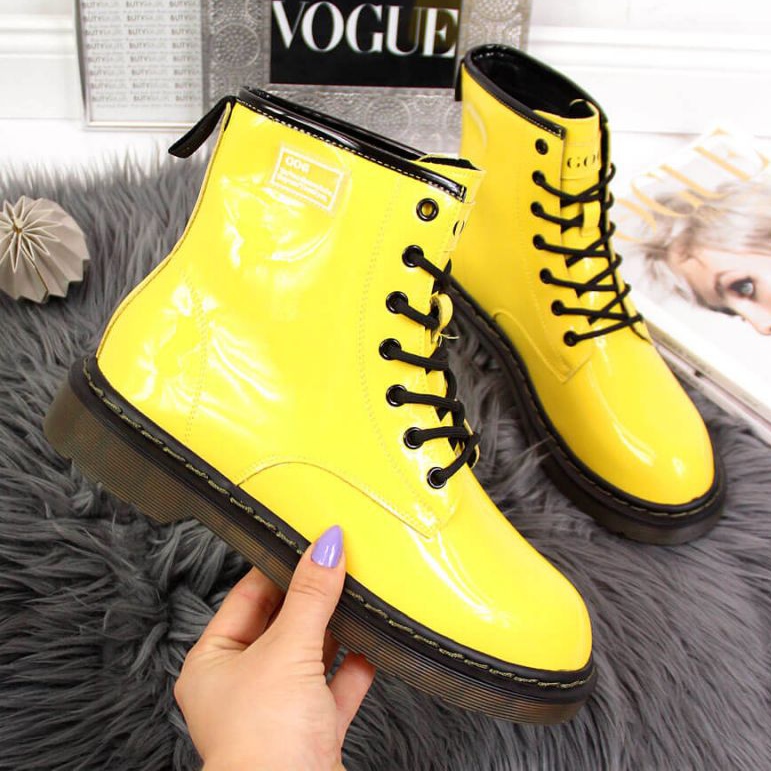 Botas de piel lacada Goe W II2N4054 amarillo 1