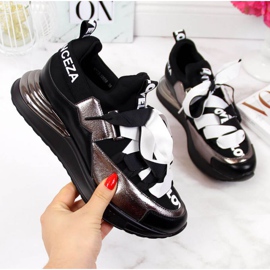 Zapatillas negras con inscripciones Vinceza W JAN49B negro 1 Zapatillas negras con inscripciones Vinceza W JAN49B negro 1