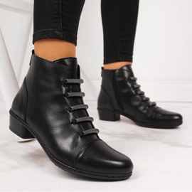 Botas de piel, tacones altos, Rieker W Y0769 negro 5
