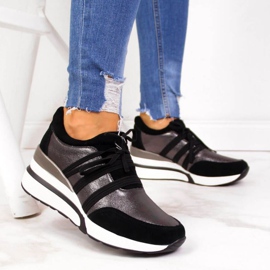 Zapatos de piel con cuña T.Sokolski W SCA139 plateado negro plata 2