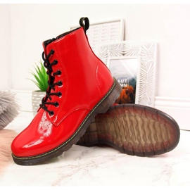 Botas insuladas lacadas Miss E Jr EVE251C rojo blanco 2