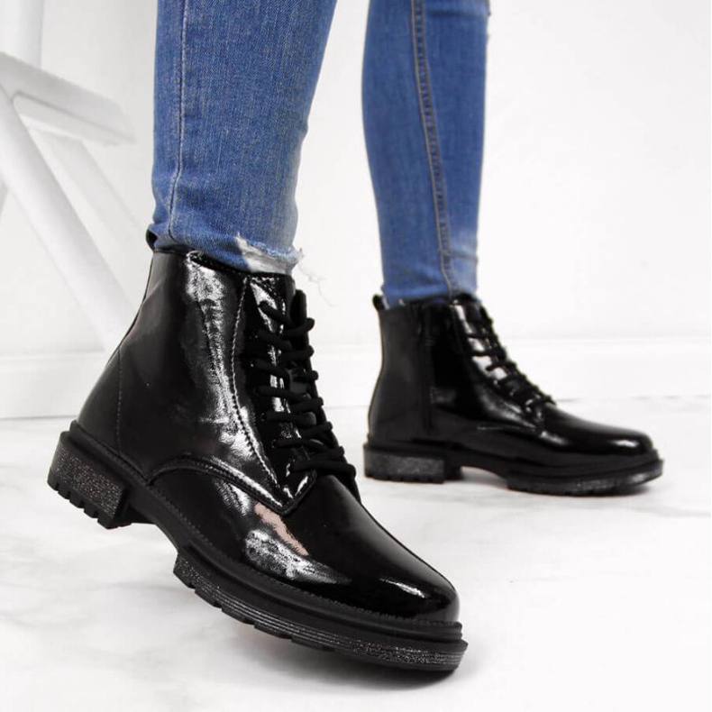 Botas de piel charol Filippo W PAW278B negro beige blanco 2