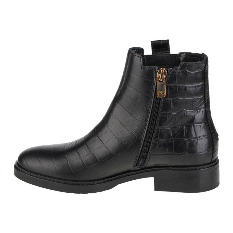 Botas planas elegantes con aspecto de cocodrilo W FW0FW05348-BDS de Tommy Hilfiger negro 1