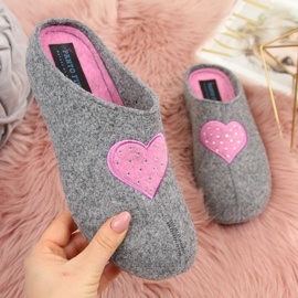 Pantuflas con corazón de fieltro Panto Fino W INT1634 gris rosa 1