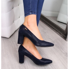 Zapatos de salón en el poste Monique W 866 AN866F azul marino 3