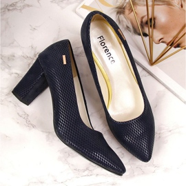 Zapatos de salón en el poste Monique W 866 AN866F azul marino 4