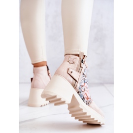 Botas De Cuero En Un Poste Masivo Maciejka Beige 05325-04 7