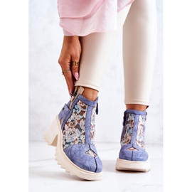 Botas de cuero en un poste masivo Maciejka Azul 05325-06 4