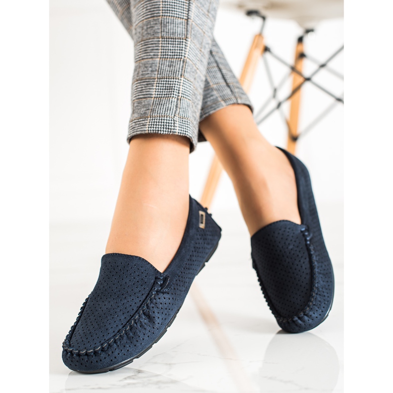 Goodin Mocasines calados con ante azul 1 Goodin Mocasines calados con ante azul 1