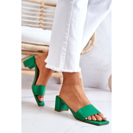 FJ1 Sandalias Netty De Cuero Verde Con Tacón Alto 4