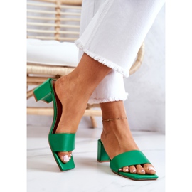 FJ1 Sandalias Netty De Cuero Verde Con Tacón Alto 3