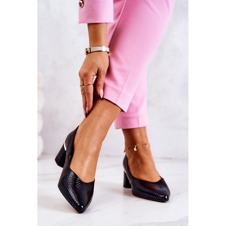 PA2 Bombas De Cuero Dedos De Los Pies En Spitz Azul Marino Marilyn 2