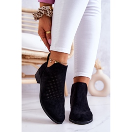 Vinceza Black Shirley Botines negros de ante calados 2