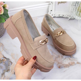 Zapatos de piel con cadena Filippo W PAW252B beige 1